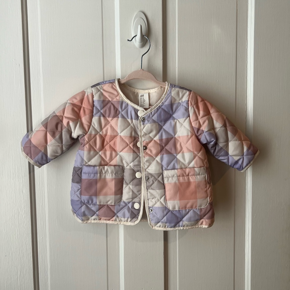 Quilted Plaid Baby Jacket in Pastels